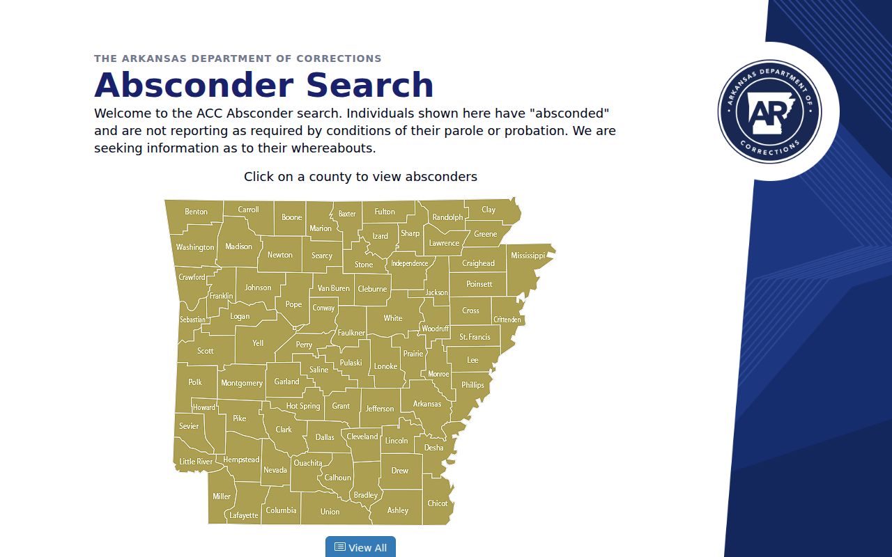 Cleveland County arrest records Arkansas Post-Release Supervision Absconder Search interface