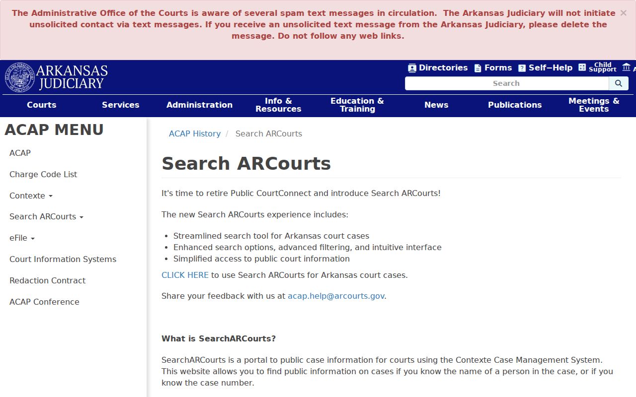Cleveland County criminal records Search ARCourts information page